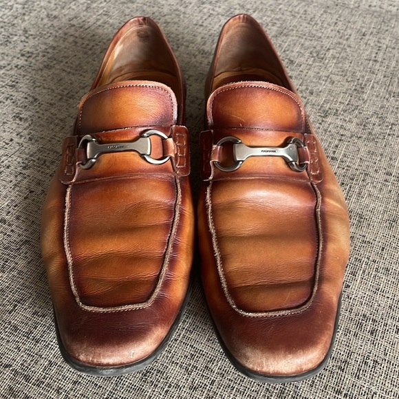 Magnanni Men's Silvano Apron Toe Bit Loafers Tan Leather Loafers Size 12 - Picture 6 of 17